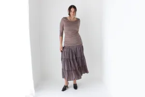 90s Mauve Crinkle Taffeta Skirt