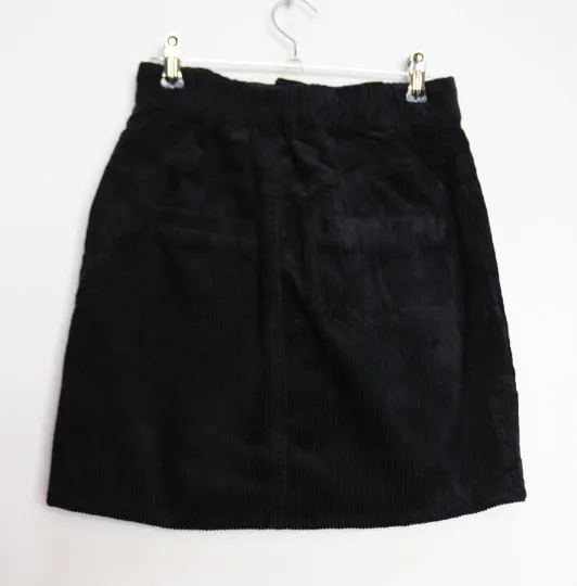 Black Corduroy Mini-Skirt - XS