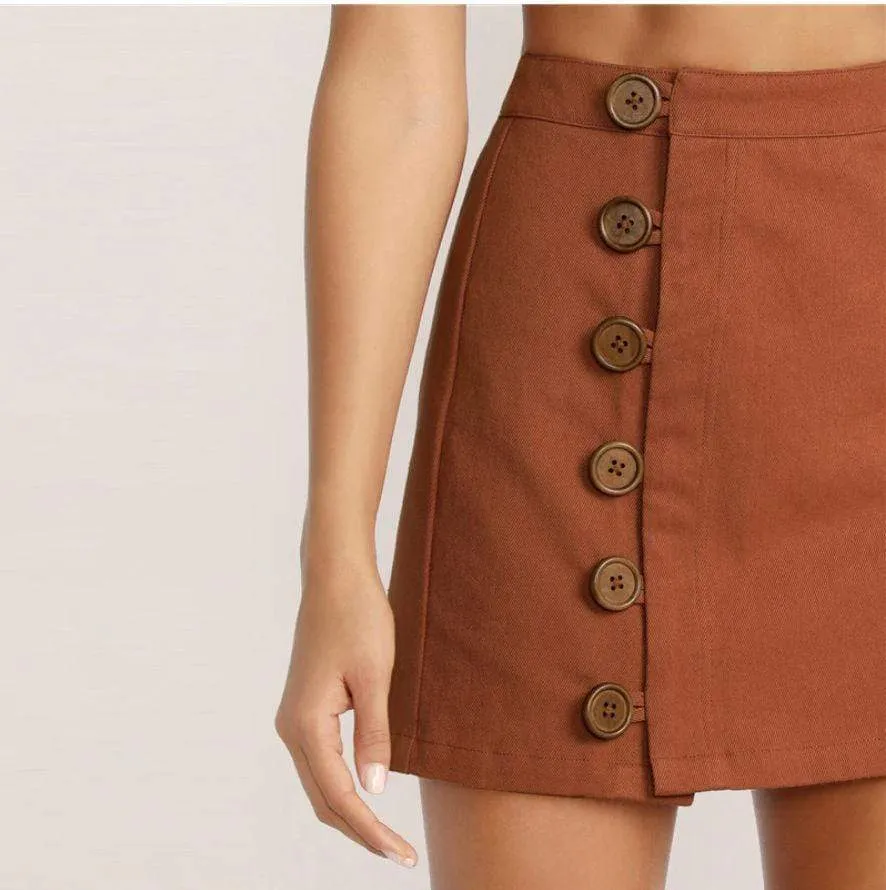 Boho Mini Button Down Skirt