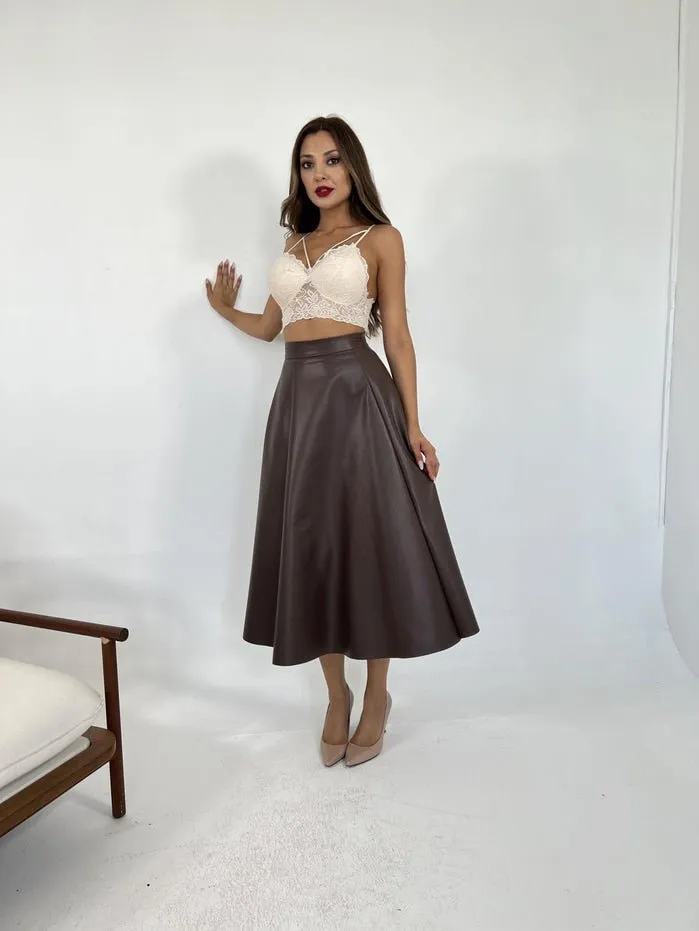 Brown Leather Skirt
