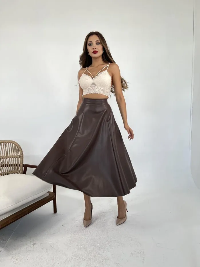 Brown Leather Skirt