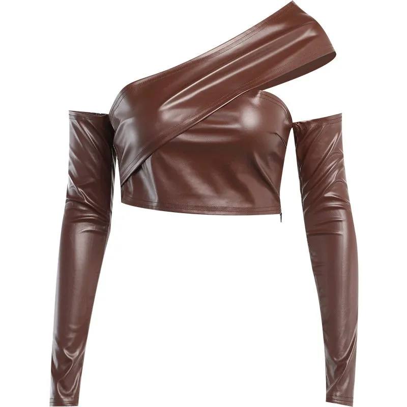 Brown Split Skirt Set