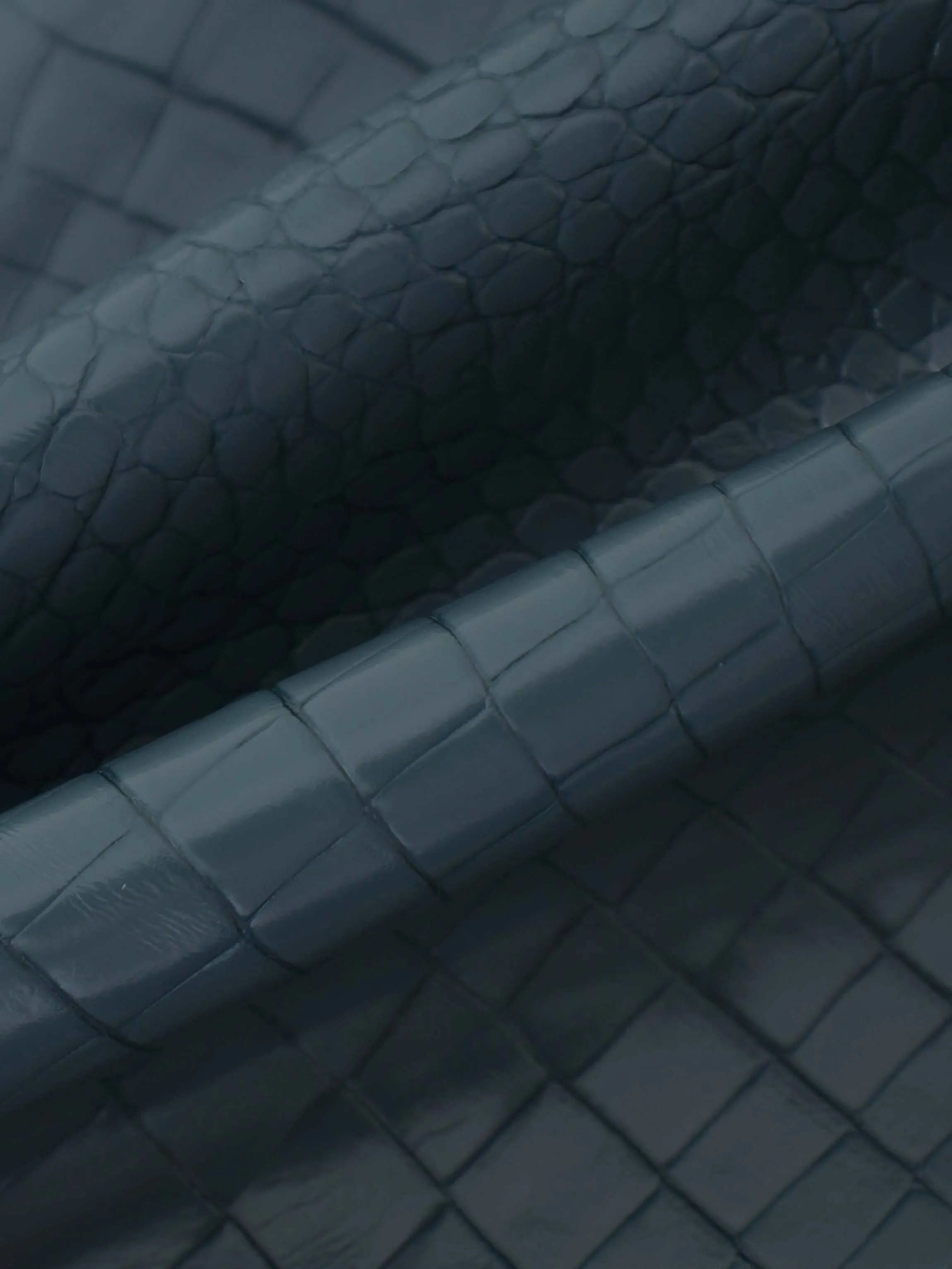 Croc Leather Skirt-Teal