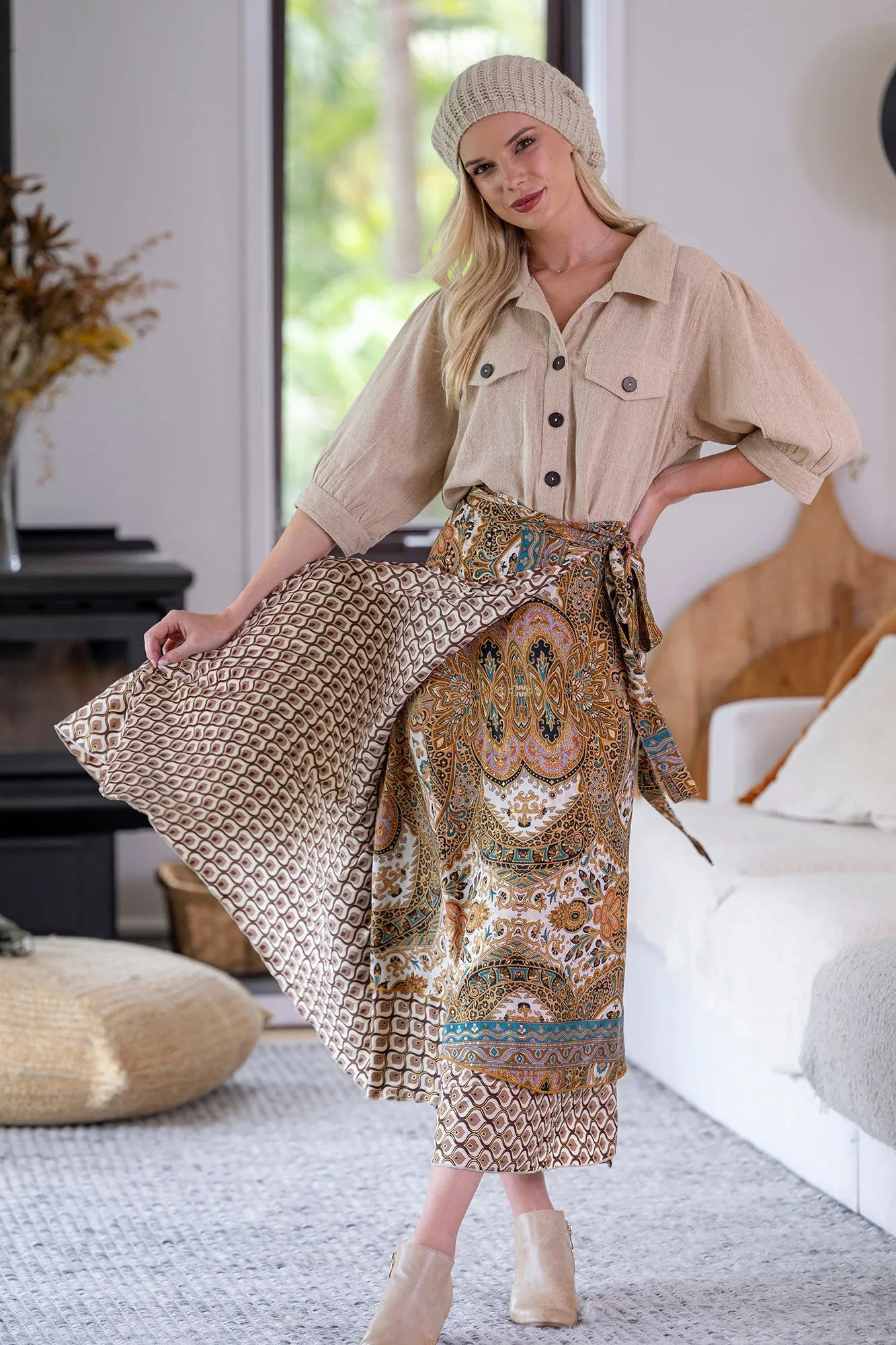 Donella Reversible Wrap Skirt