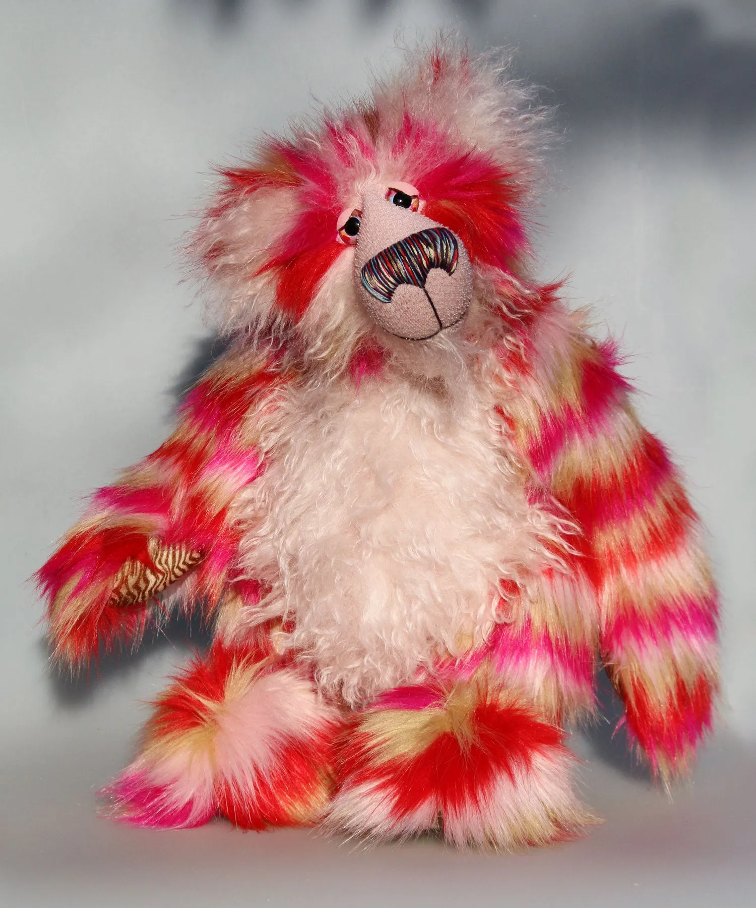 Emily, a one of a kind, mohair and faux fur artist bear by Barbara-Ann Bears