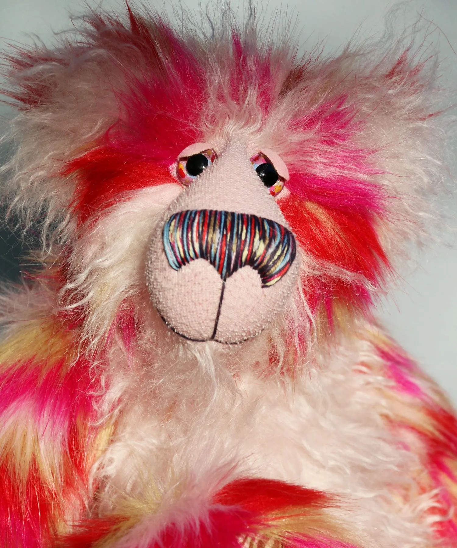 Emily, a one of a kind, mohair and faux fur artist bear by Barbara-Ann Bears