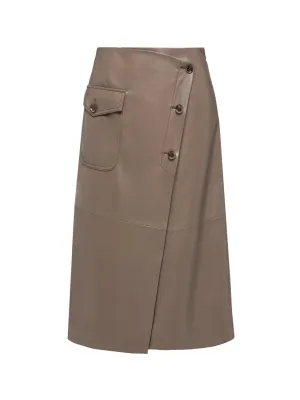EP YAYING Nappa Wrap Skirt with Buttons