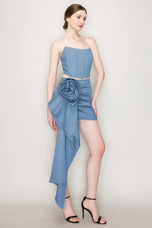 FINAL SALE!! Rose Denim Mini Skirt