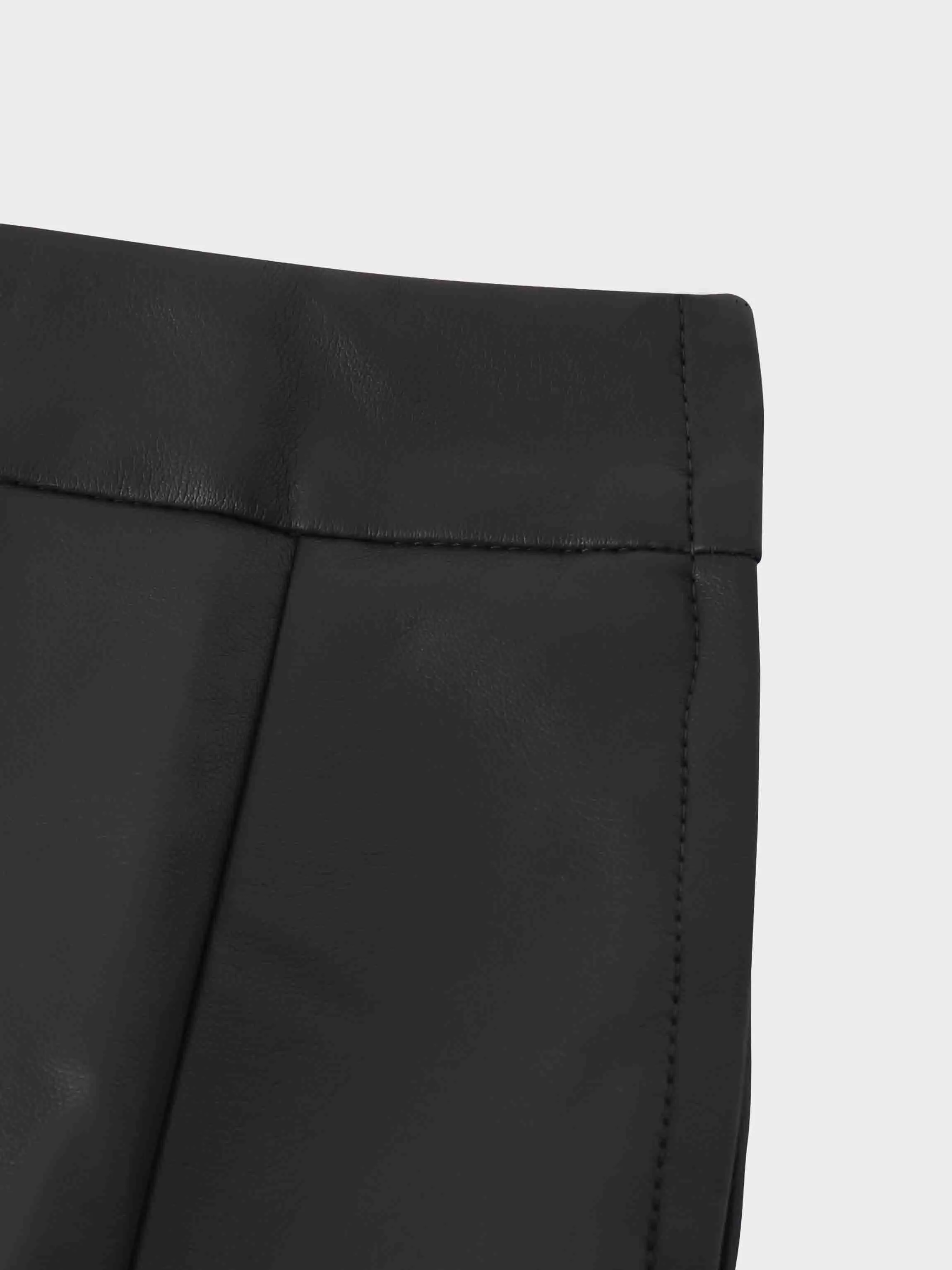 Flare Leather Skirt 25.5"-Grey