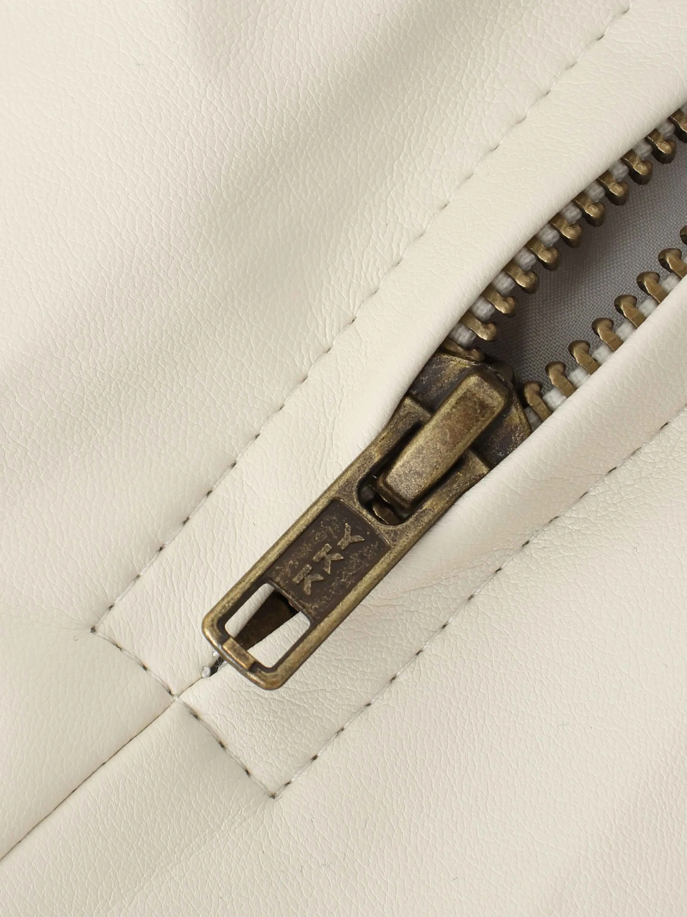 Flare Leather Skirt 25.5"-Ivory