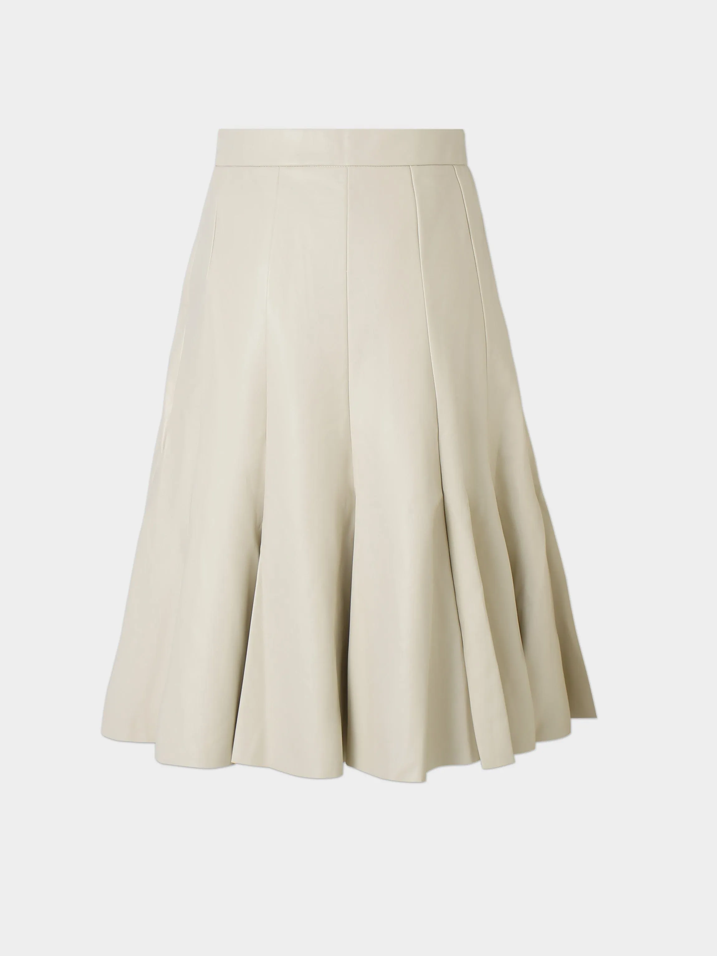 Flare Leather Skirt 25.5"-Ivory