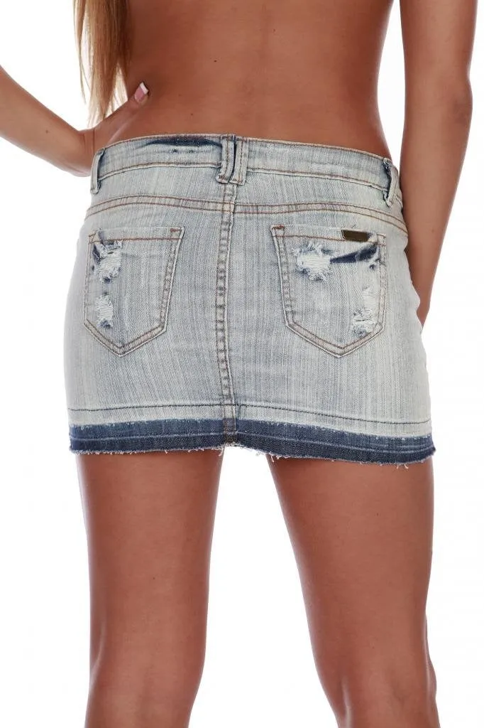 Hollywood Star Fashion Women's Distressed Denim Mini Skirt