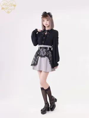 Jirai Kei Black Purple Skirt With Double Layer