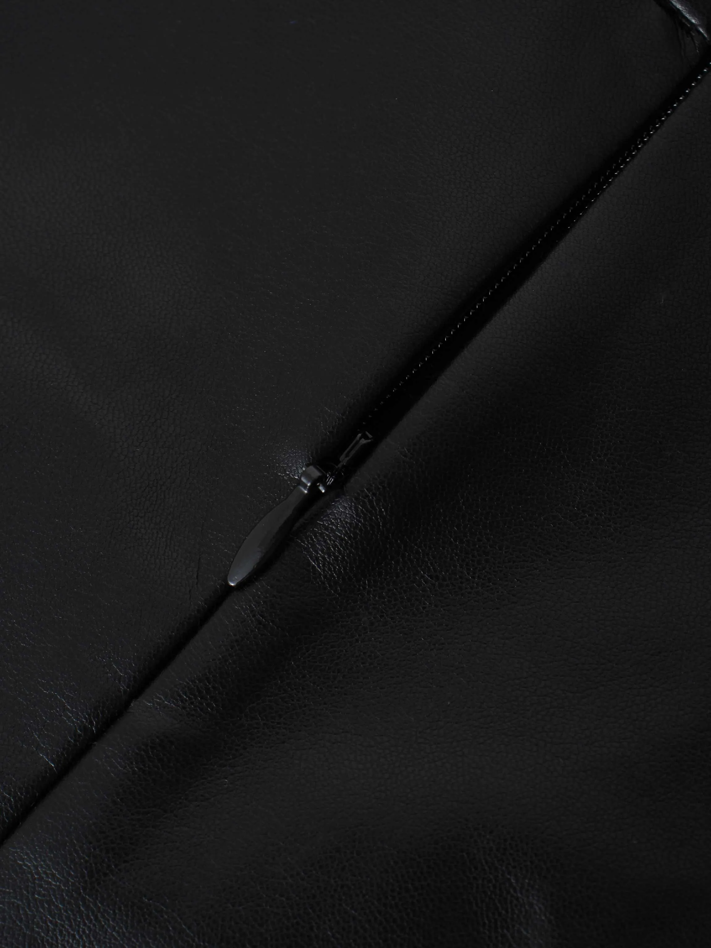 Leather A-Line Skirt-Black
