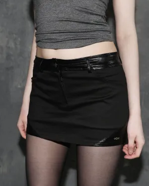 [MAGOREN SEOUL] SS 24 Metal triclipse leather mix mini skirt black