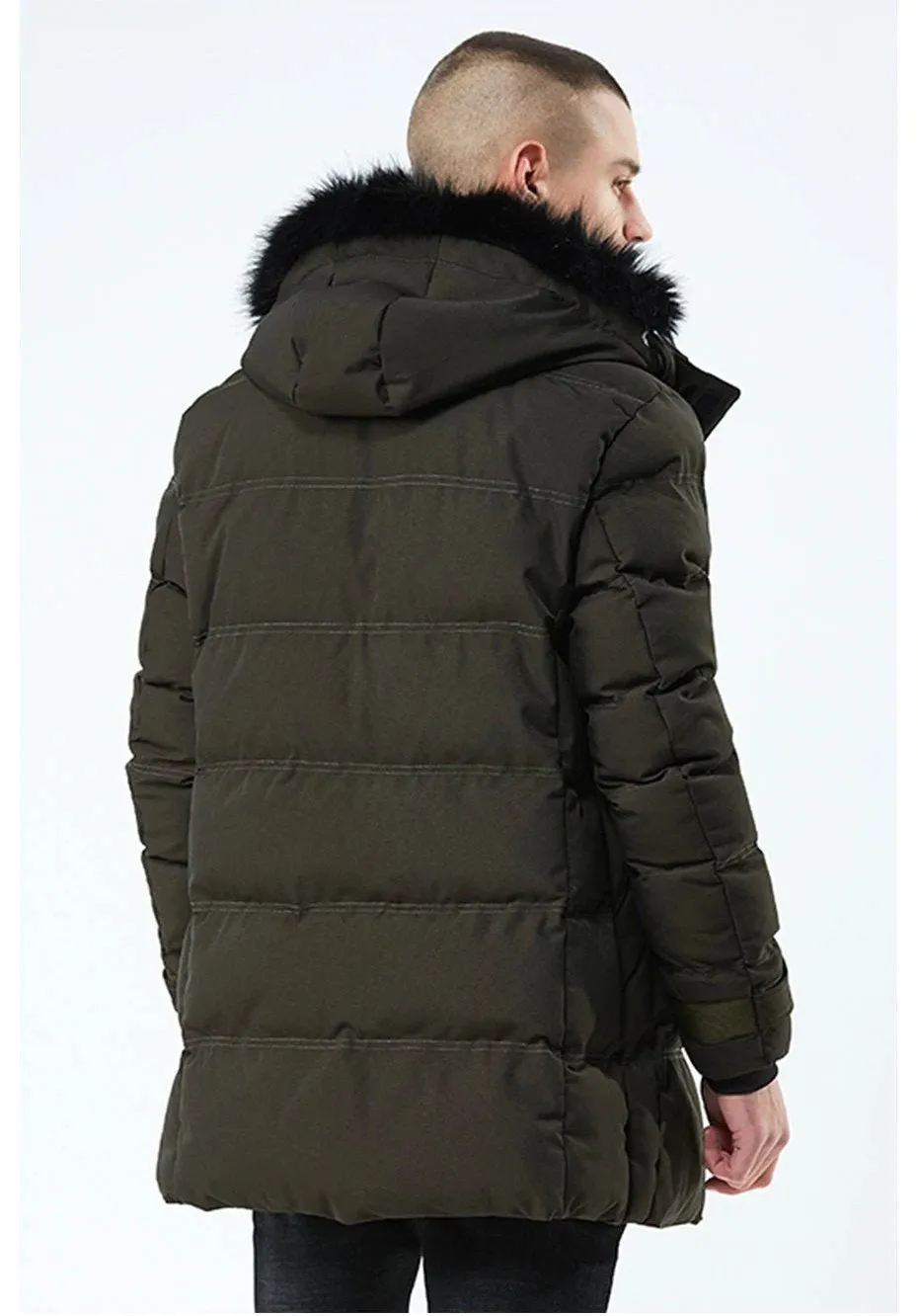 Men's Winter Casual  Thick Cotton-Padded Hooded Long Parka