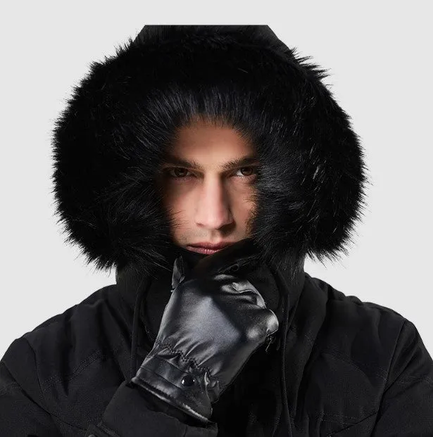 Men's Winter Casual  Thick Cotton-Padded Hooded Long Parka