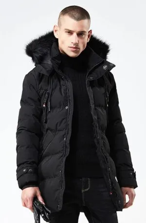 Men's Winter Casual  Thick Cotton-Padded Hooded Long Parka