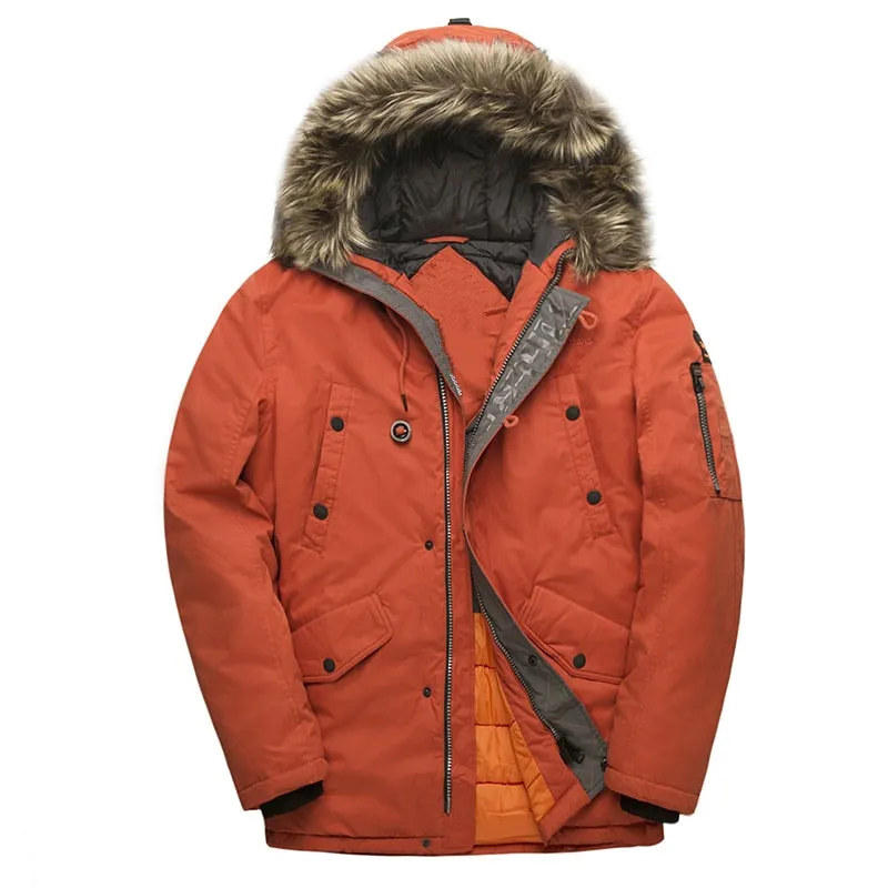Men's Winter Casual Thick Padded Parka With Raccoon Fur