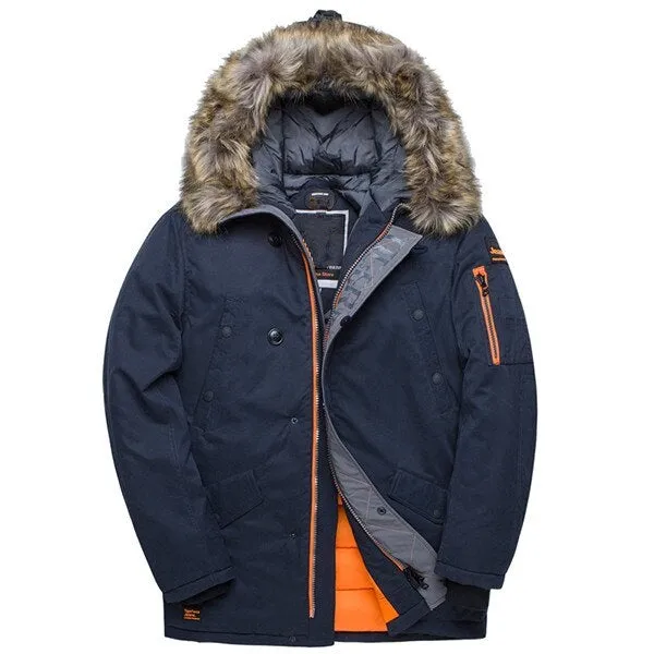 Men's Winter Casual Thick Padded Parka With Raccoon Fur