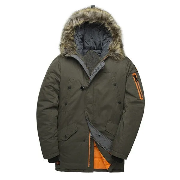 Men's Winter Casual Thick Padded Parka With Raccoon Fur