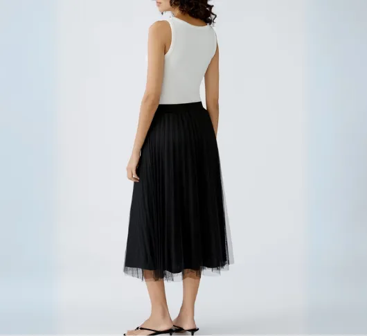 OUI - Midi Mesh Skirt in Black