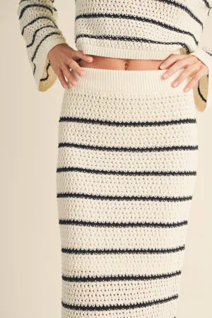 Striped Knit Midi Skirt