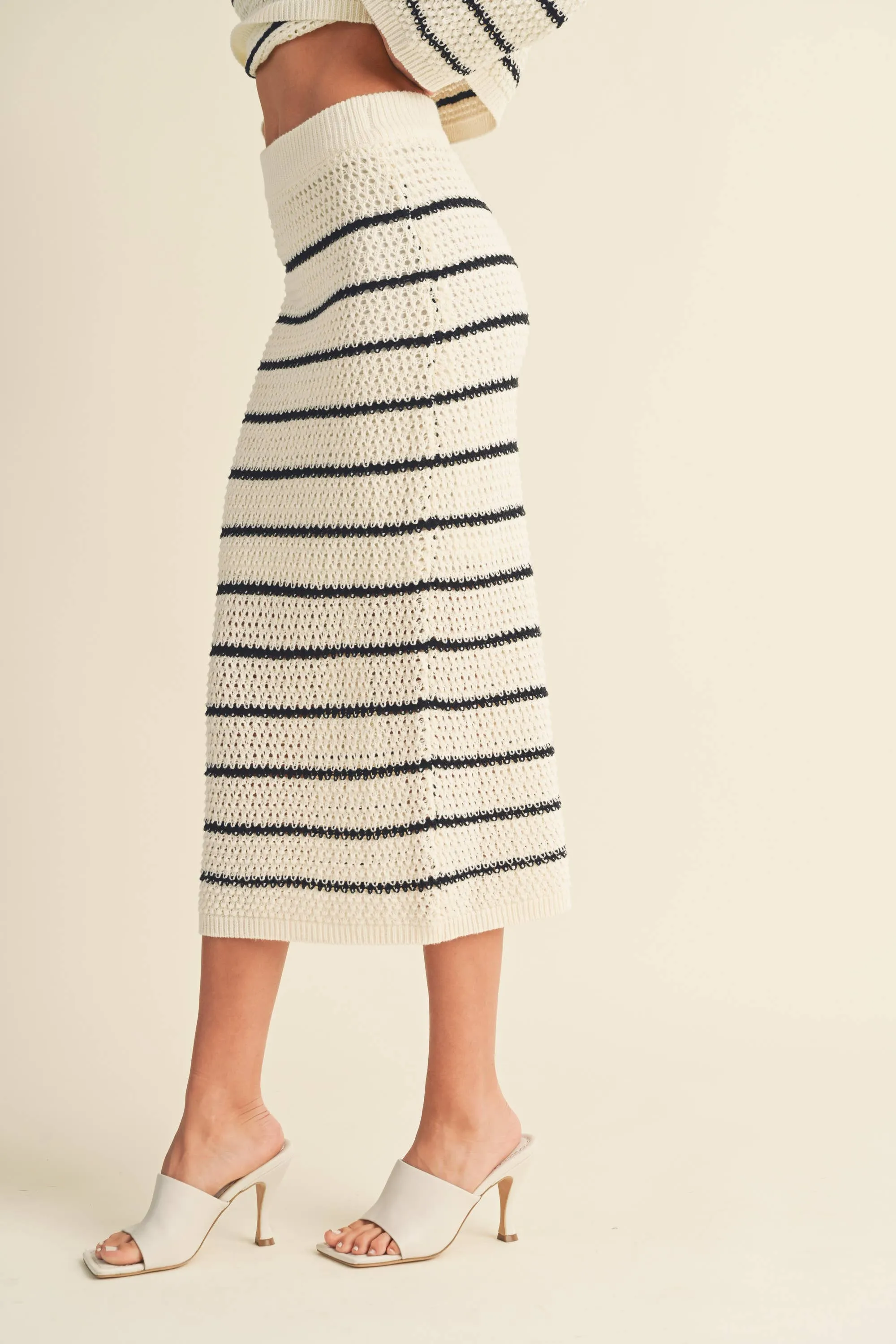 Striped Knit Midi Skirt