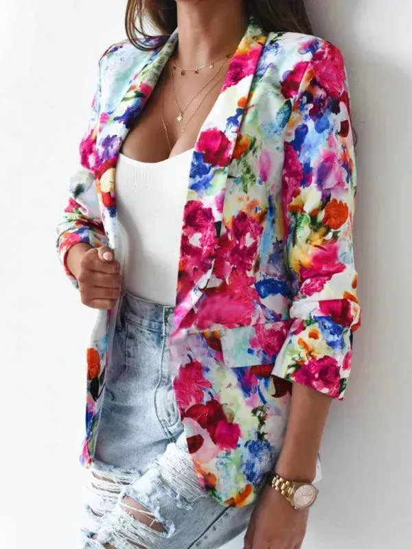 Stylish Printed V-Neck Women Coat