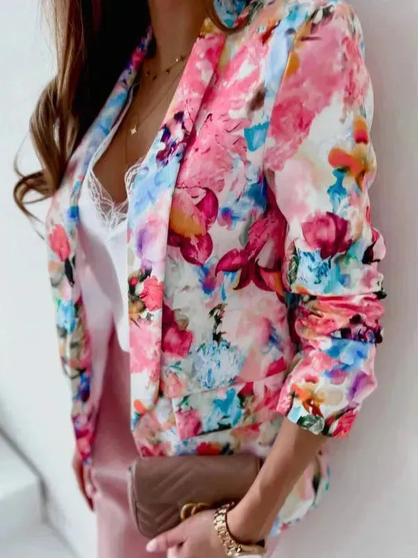 Stylish Printed V-Neck Women Coat