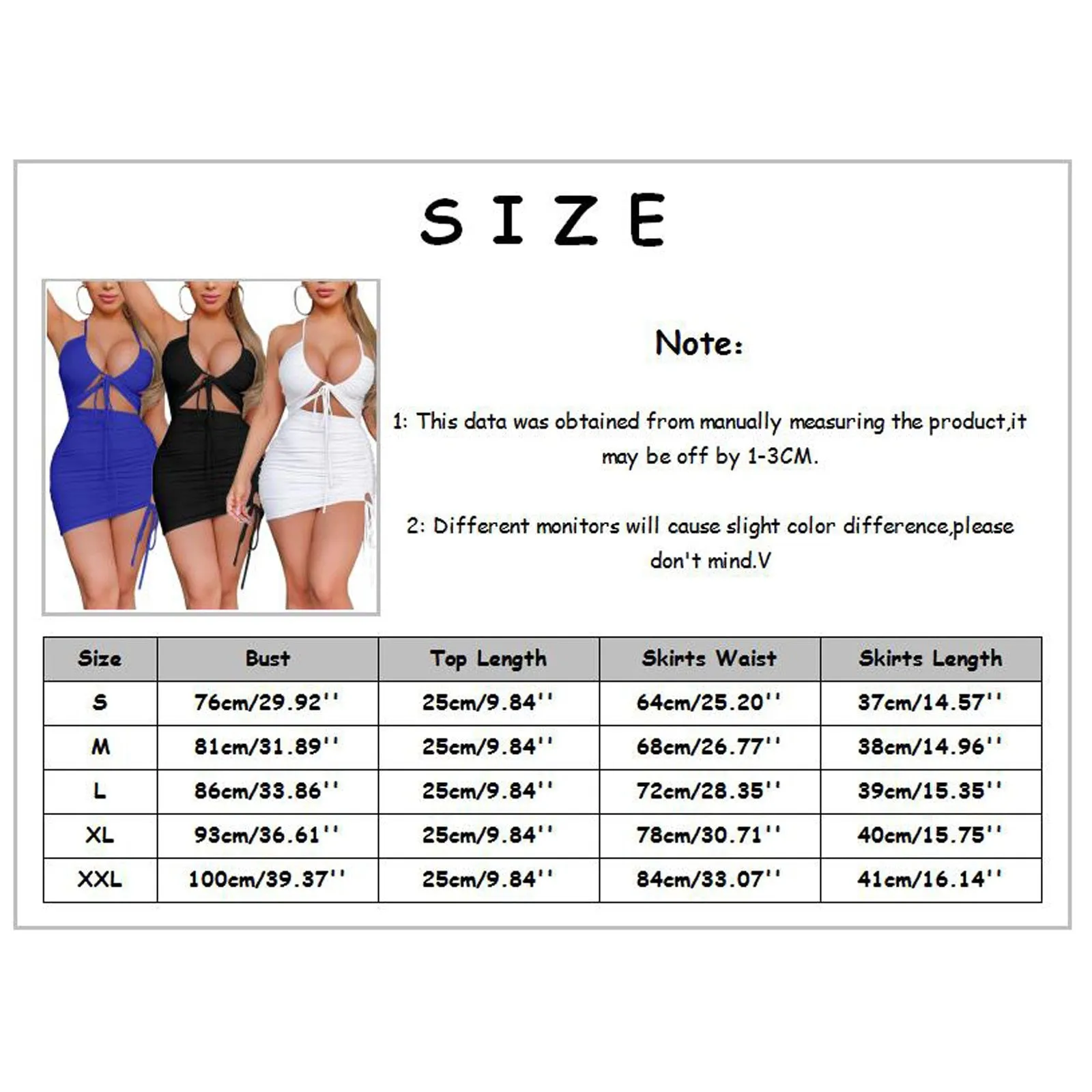 Two Piece Halter Top Drawstring Side Skirt
