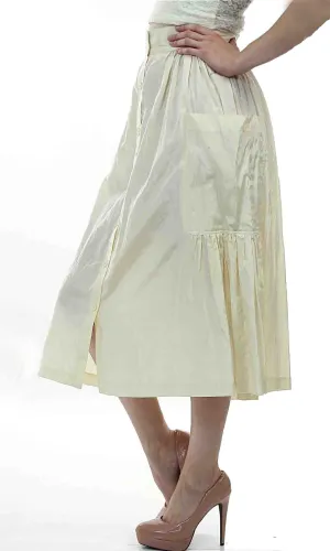 Vintage 80s  Boho white pleated party maxi skirt