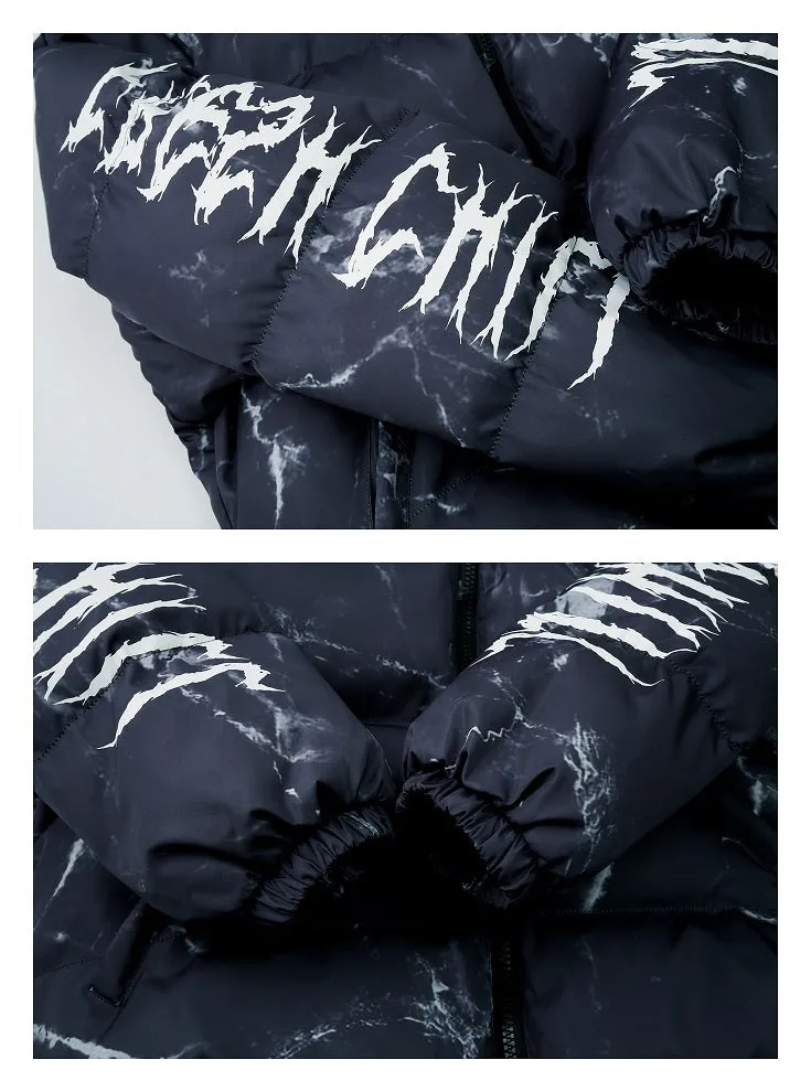 Voguable Men Winter Parkas Coat   Hip Hop Pockets Thick Jackets Men Fashion Casual Texture Printing Streetwear Oversized Jacket Tops