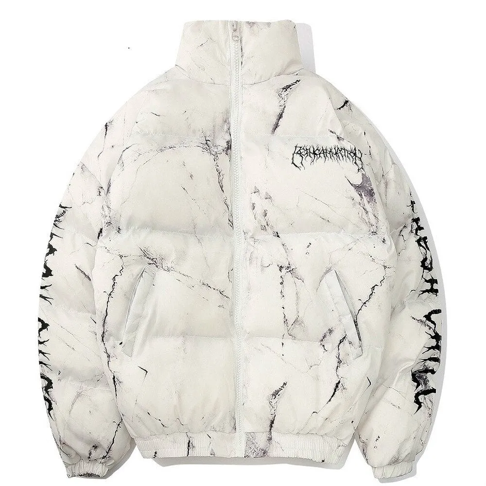 Voguable Men Winter Parkas Coat   Hip Hop Pockets Thick Jackets Men Fashion Casual Texture Printing Streetwear Oversized Jacket Tops