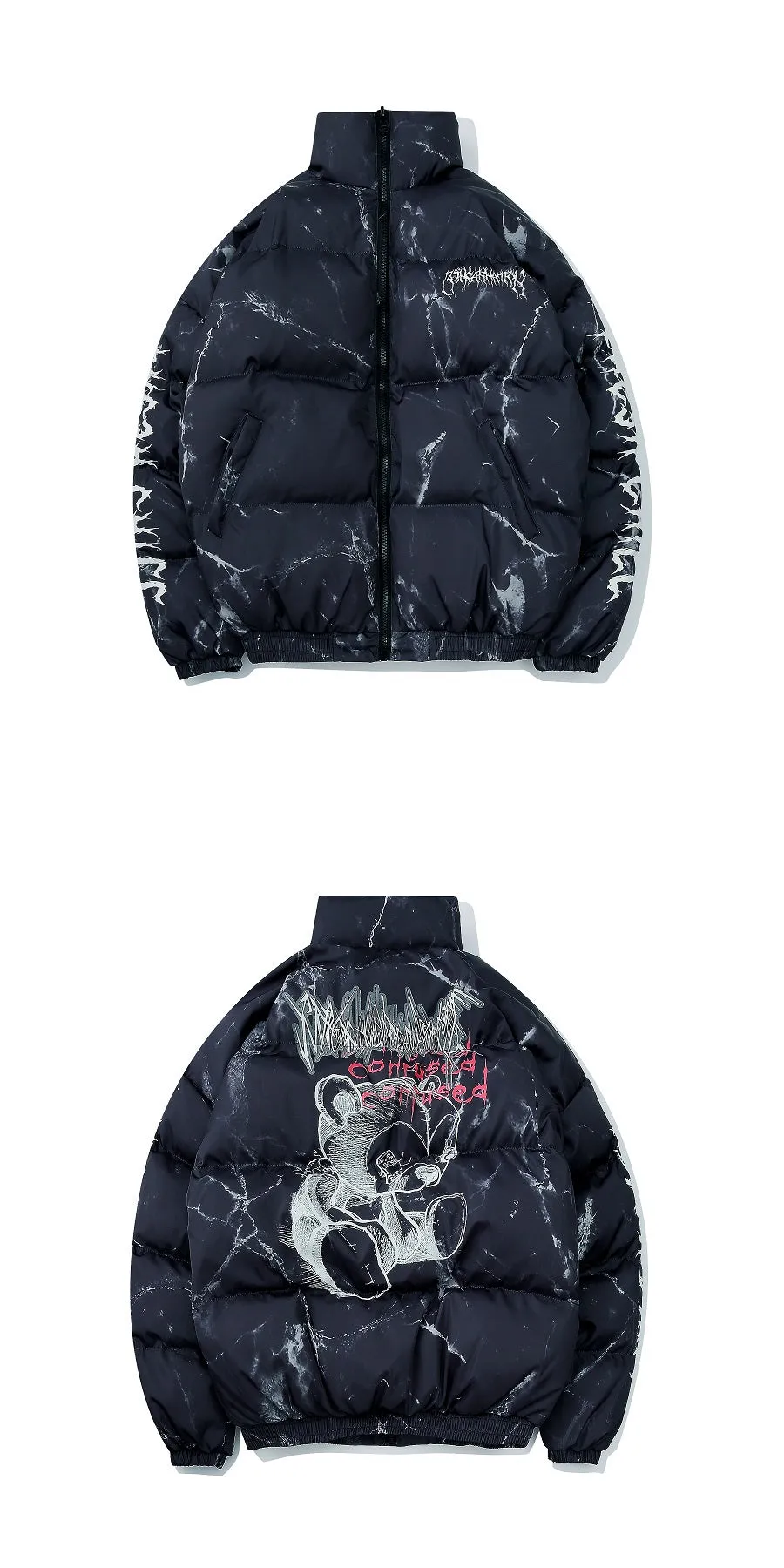 Voguable Men Winter Parkas Coat   Hip Hop Pockets Thick Jackets Men Fashion Casual Texture Printing Streetwear Oversized Jacket Tops