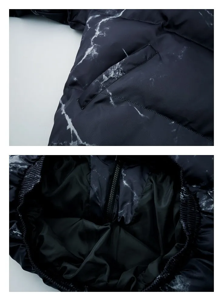 Voguable Men Winter Parkas Coat   Hip Hop Pockets Thick Jackets Men Fashion Casual Texture Printing Streetwear Oversized Jacket Tops