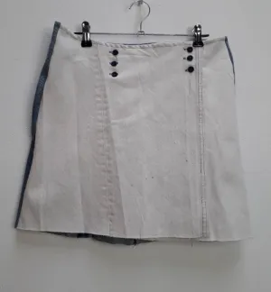White   Blue Reworked Denim Mini-Skirt - M