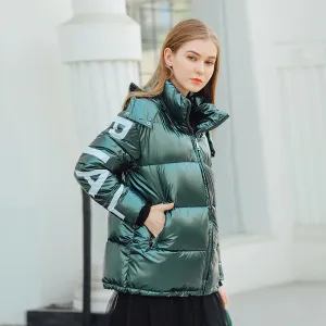 Women's Winter Casual Warm Hooded Parka With Letter Print