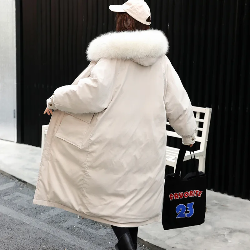 Women's Winter Padded Long Hooded Parka With Fur