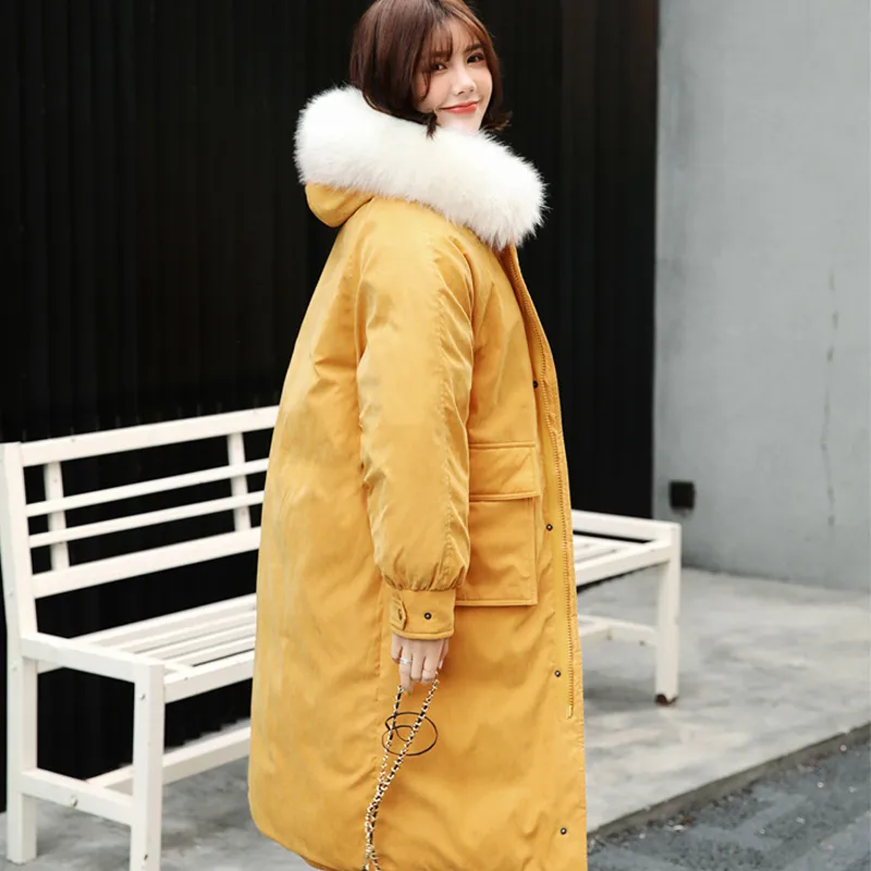 Women's Winter Padded Long Hooded Parka With Fur