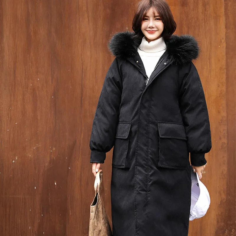 Women's Winter Padded Long Hooded Parka With Fur