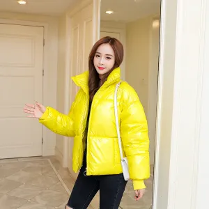 Women's Winter Warm Loose Glossy Short Parka