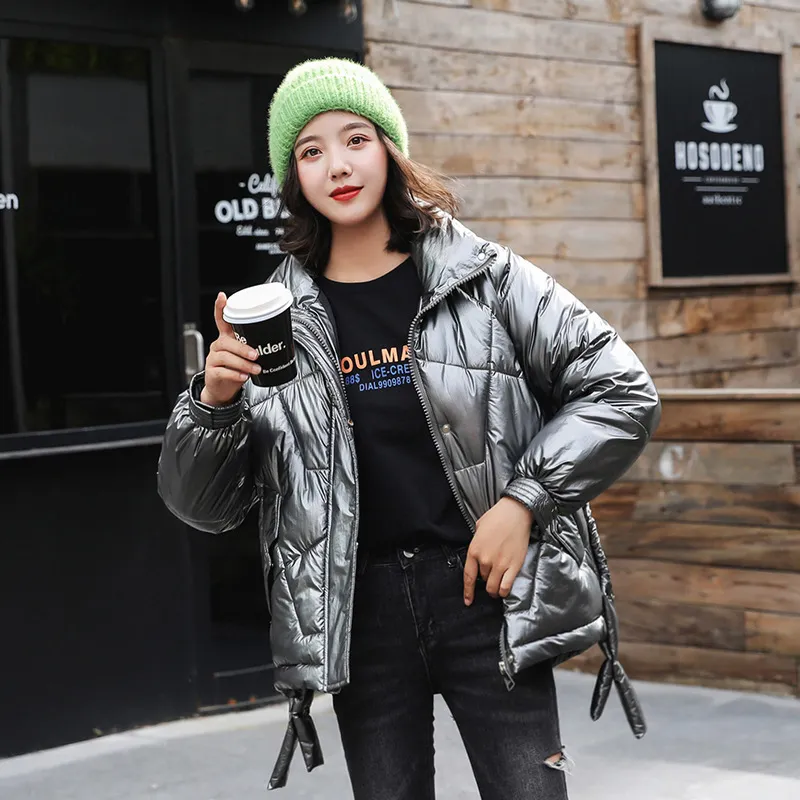 Women's Winter Warm Short Glossy Parka With Pockets